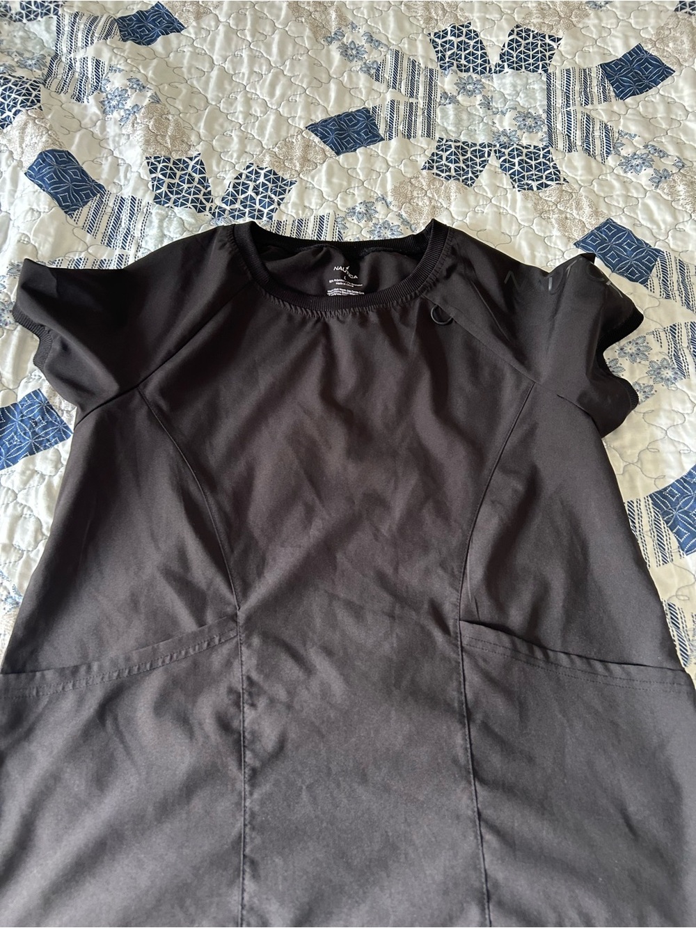 Nautica Black Short Sleeve Polo Dress Top